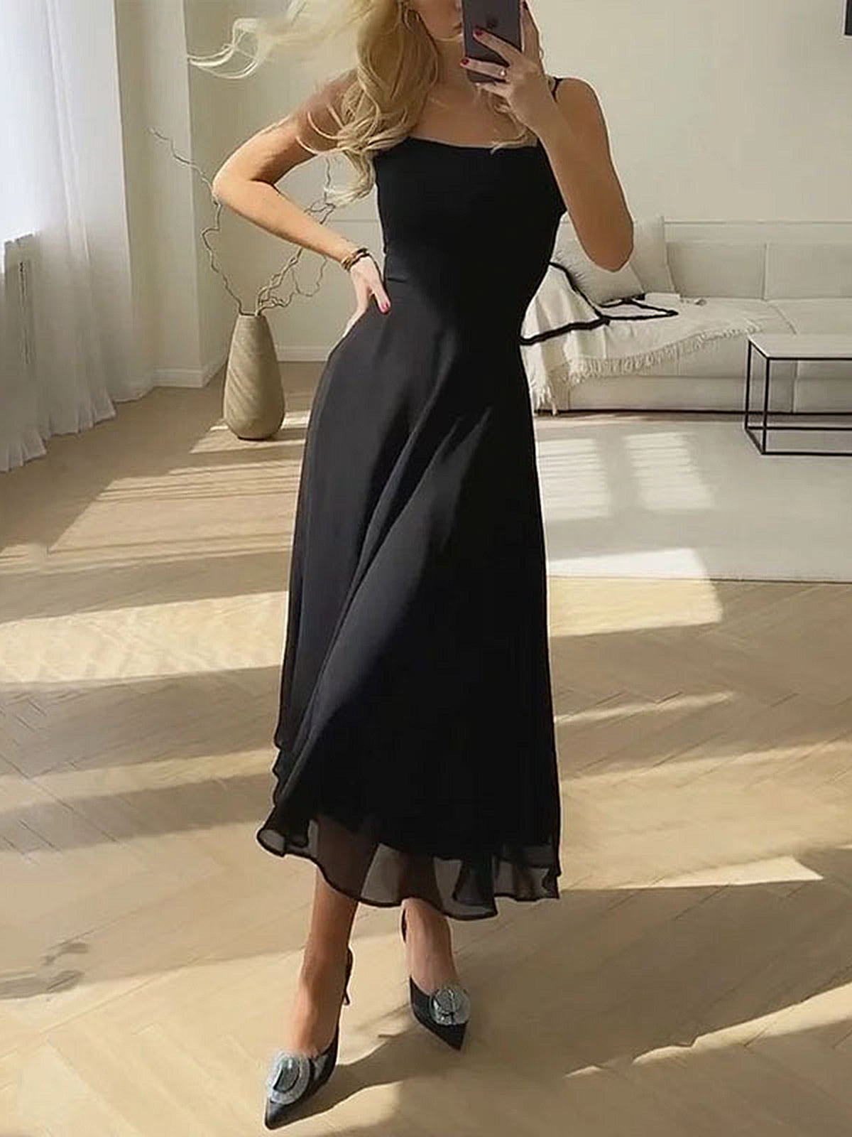 Solid Elegant Cami Long Dress