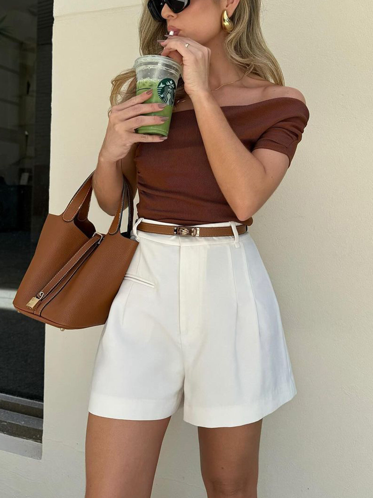 Casual Mid Waist Shorts Without Belt
